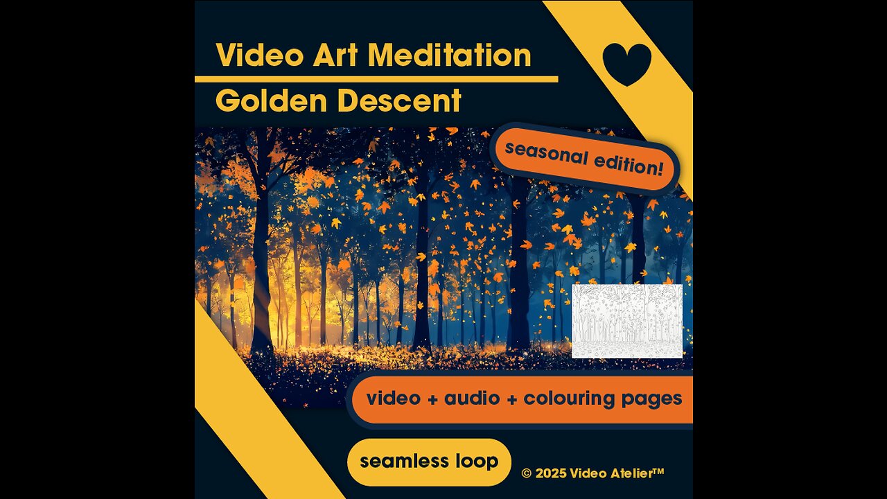 🍂Video Art Meditation Relaxation Stress-Relief "Golden Descent" Forest Loop 4K Ambient Calm Harvest