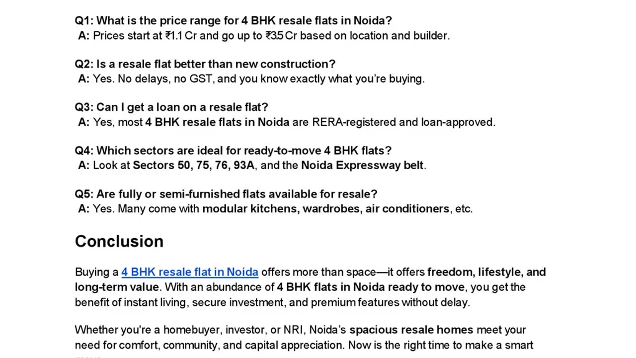 Luxury Redefined: Explore 4 BHK Resale Flats in Noida for Smart Living
