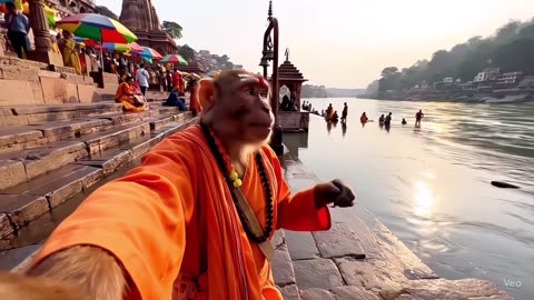 "Tinku Gaya Rishikesh Ganga Ghat 🐵🌊 | Monkey Wali Bhakti Vlog | Har Har Gange 2025"
