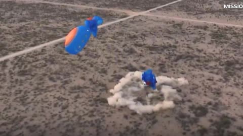 The female space crew makes a safe landing.