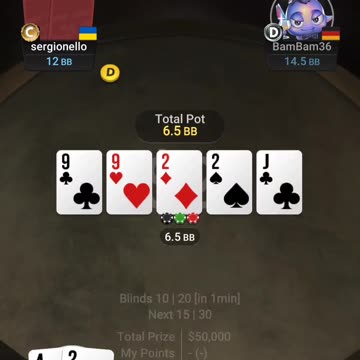 Who shows up with either of those hands! Spin&go 391