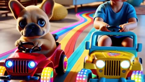 Dog's Secret Mission: Buys a Slime-Wheel Jeep for an EPIC Living Room Race! 🏁🐶 #Frenchie #dog