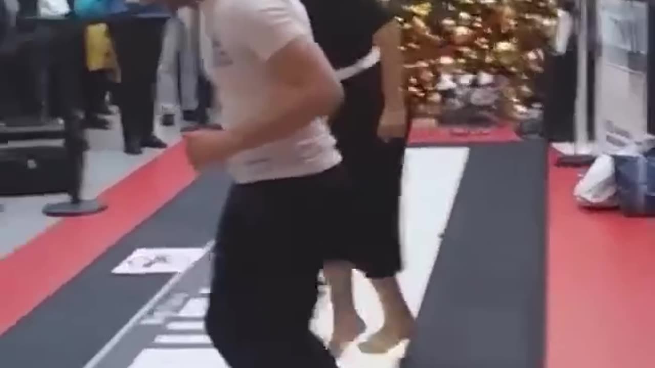 Performed on a giant floor piano