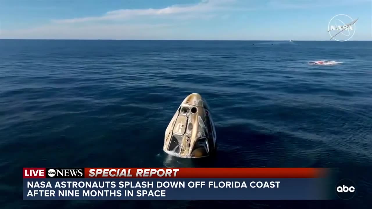 NASA astronauts splash down off Florida coast after 9 months in space