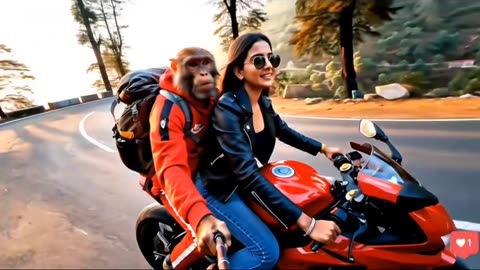 Dhoom Bike Ride with Monkey & GF 🏍️🔥 | Funny Viral Shorts #Monkey #Trending"