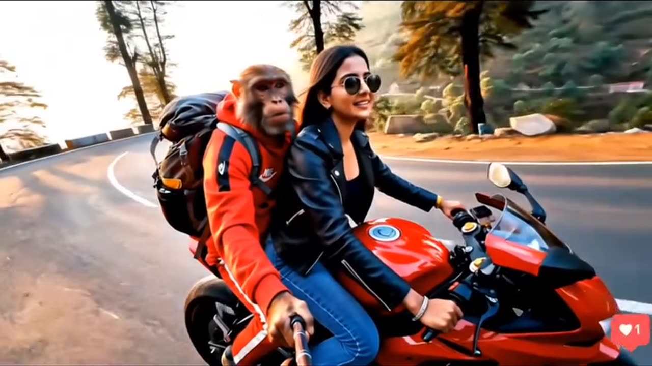 Dhoom Bike Ride with Monkey & GF 🏍️🔥 | Funny Viral Shorts #Monkey #Trending"