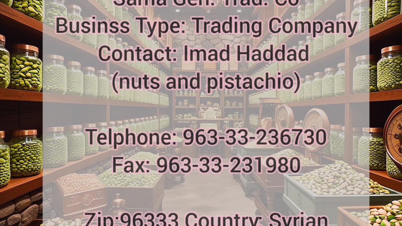 database of merchant of pistachio and saffron