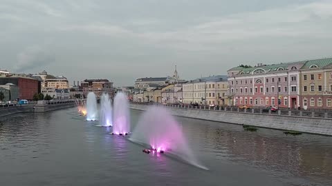 Fountains on Bolotnaya Square in Moscow