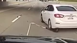 Michigan State Police Dash Cam: Stolen Vehicle's Axle Ripped Off by Tire Grappler