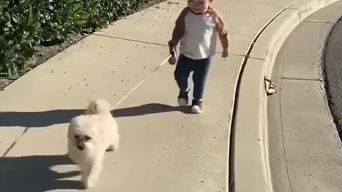 Baby doing chores