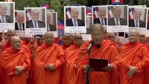 Cambodian monks say thank you to President Trump