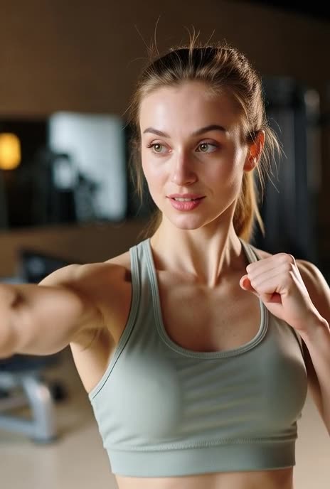 Beautiful Brunette Girl Doing Fitness Gym