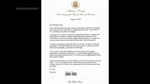 Melania Trump writes letter to Putin asking him to consider the children in push to end …