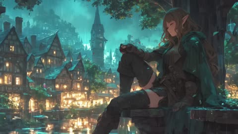 Relaxing Medieval Music with Rain Sounds - Bard Tavern Ambience, Celtic Music, Fantasy Medieval City