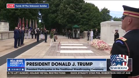 PRESIDENT TRUMP LAYS THE WREATH TOMB OF THE UNKNOWN SOLDIER