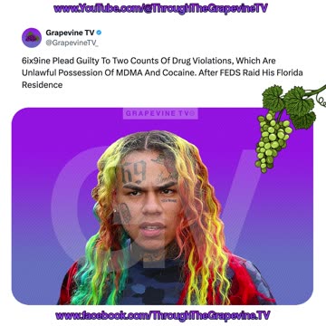 6ix9ine Plead Guilty To Two Counts Of Drug Violations; Unlawful Possession Of MDMA And Cocaine.