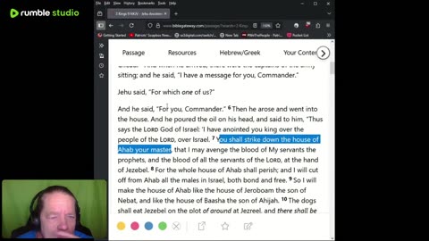 Journey Through The Bible - 2 Kings 9 - Jehu Destroys Joram, Ahaziah And Jezebel 08282025
