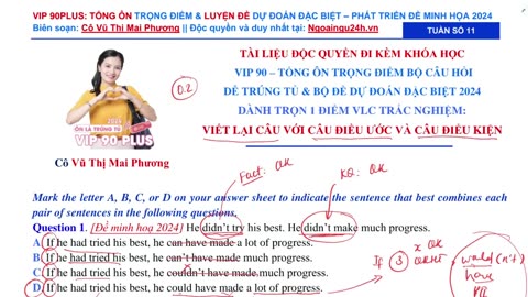 26. Bộ câu hỏi Viết lại câu trọng điểm (Buổi 5)