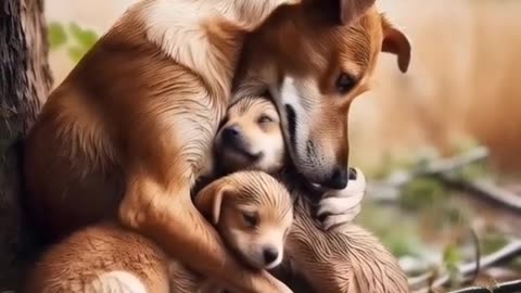 Dogs love children very much.