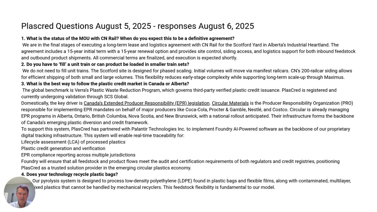 Plascred Circular Innovations - responses from company!