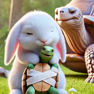 Anime - A Little rabbit Floating in the middle of a heavy rainstorm