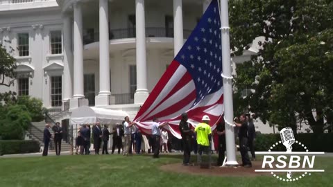 WATCH: Pres. Trump Watches the Second Flag is Raised on the North Side of the White House - 6/18/25