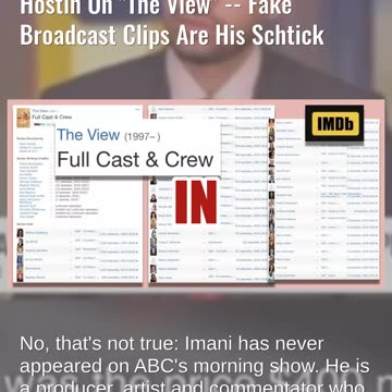 Fact Check: Media Satirist Damon Imani Has NEVER Argued With Sunny Hostin On "The View"