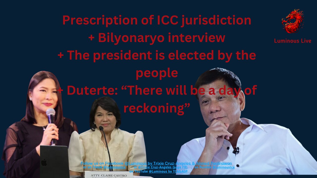 Prescription, Bilyo interview, President is elected, day of reckoning