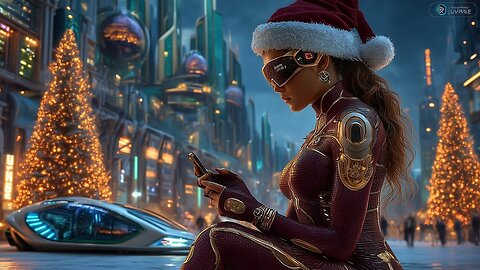 Relaxing Scenery: Christmas in a Snowy Futuristic City ❄️🎄 | Winter Wonderland Ambience | 4K