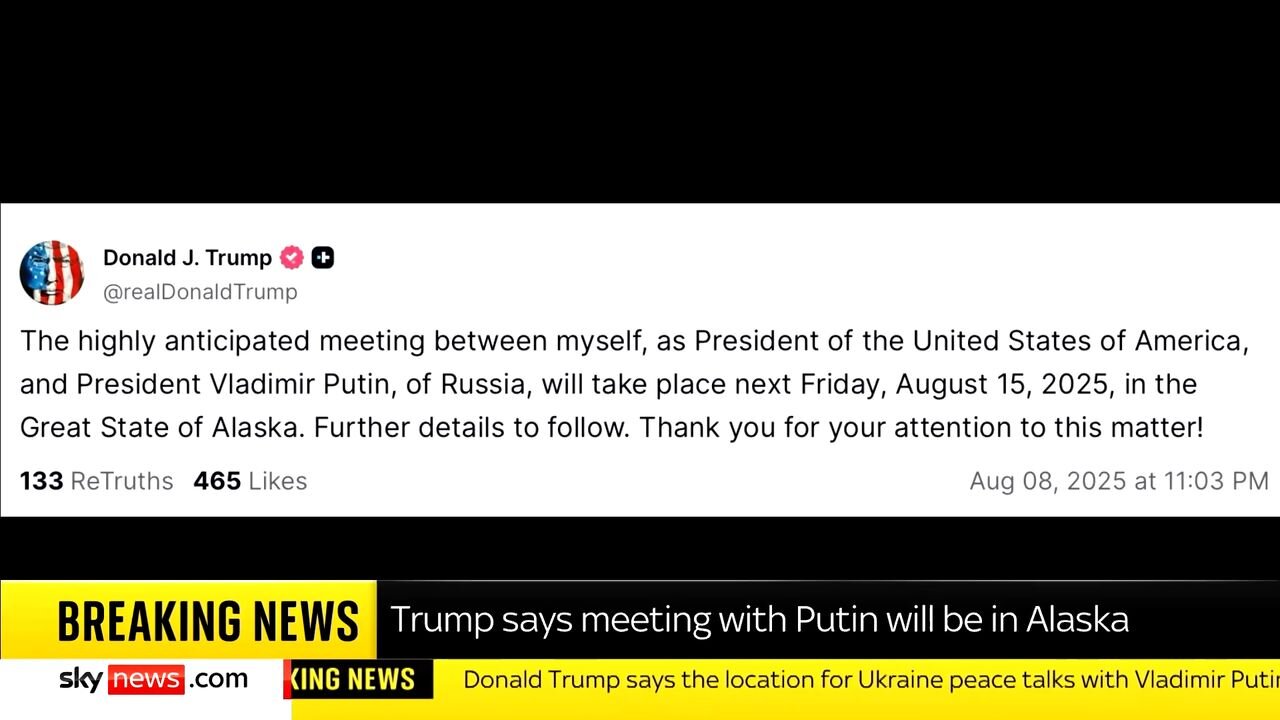 Donald Trump se setká s Vladimirem Putinem na Aljašce 15. srpna 2025!