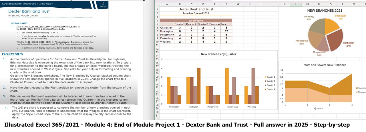 Illustrated Excel 365/2021 | Module 4: End of Module Project 1 | Dexter Bank and Trust (Full 2025)