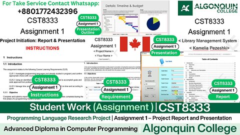 Student Work (𝐀𝐬𝐬𝐢𝐠𝐧𝐦𝐞𝐧𝐭 𝟏) | 𝐂𝐒𝐓𝟖𝟑𝟑𝟑 Library Management System | Algonquin Canada