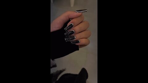 Black Crystal Nail Extensions 💎🖤 | Luxury Glossy Nails 2025 Trending Design