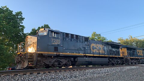 CSX Trains 7285, 5229 and DPU SD70MAC 4562 head West