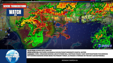 🌩️ Severe Thunderstorm Watch #64: S. LA & MS Coast! #shorts #severeweather