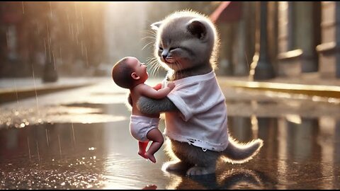 This Stray Kitten🐱Rescues Abandoned Baby🍼… But in the End.. 💔