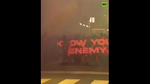 Protests against the Winter Olympics still RAGING in Milan Rockets and pyrotechnics fired at police