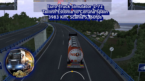 Euro Truck Simulator 2-72, Tallinn Estonia to Coruña Spain, 3983 Km, Scania S, 60fps