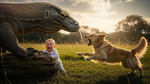 Loyal Dog Saves Helpless Child From Giant Monitor Lizard Attack!