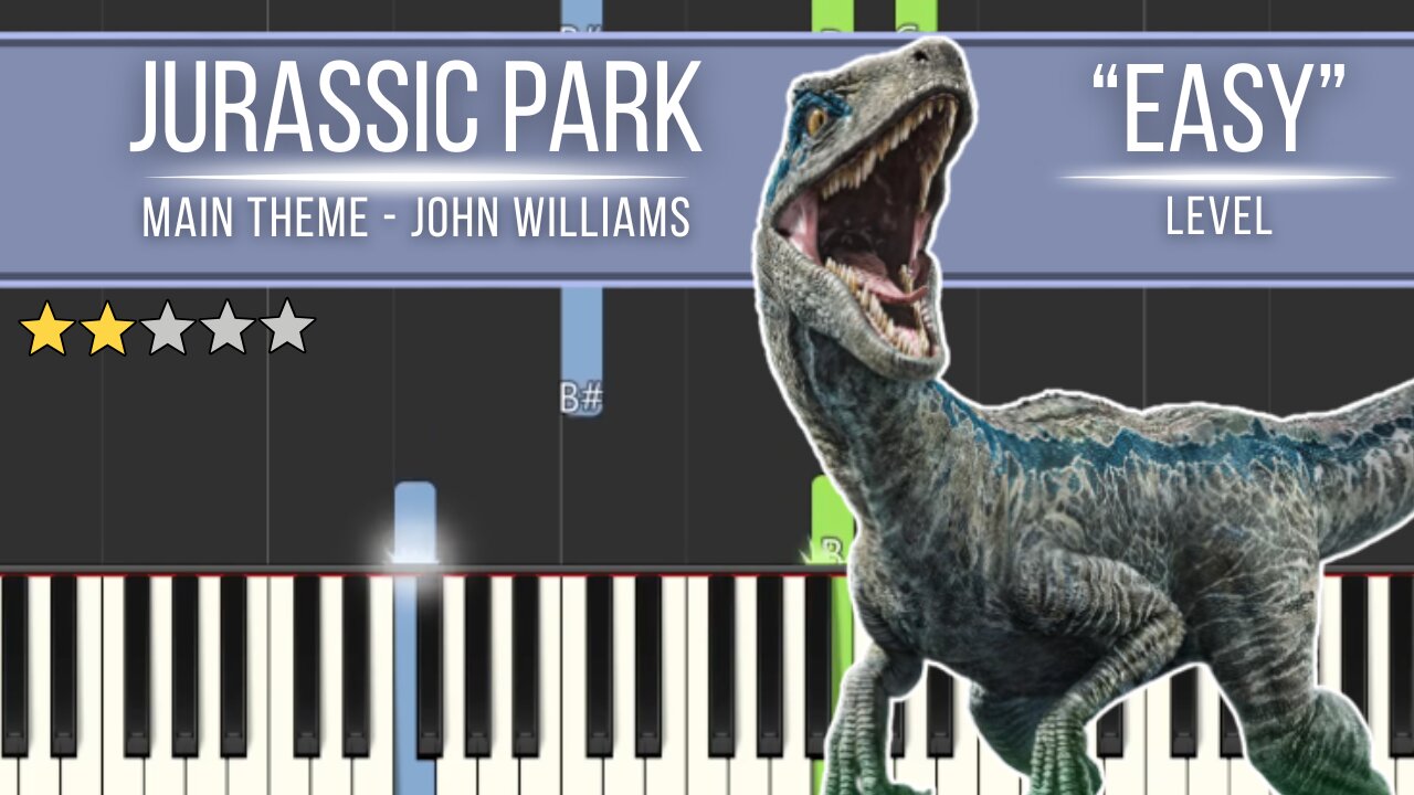 Jurassic Park - John Williams | EASY Piano Tutorial (Synthesia + Sheet Music)