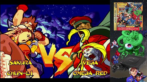 Marvel Super Heroes vs. Street Fighter (Sega Saturn) - Chun-Li/Sakura vs. Omega Red/Vega