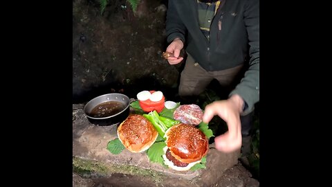 Overnight heavy rain camping in the wilderness, Outdoor cooking