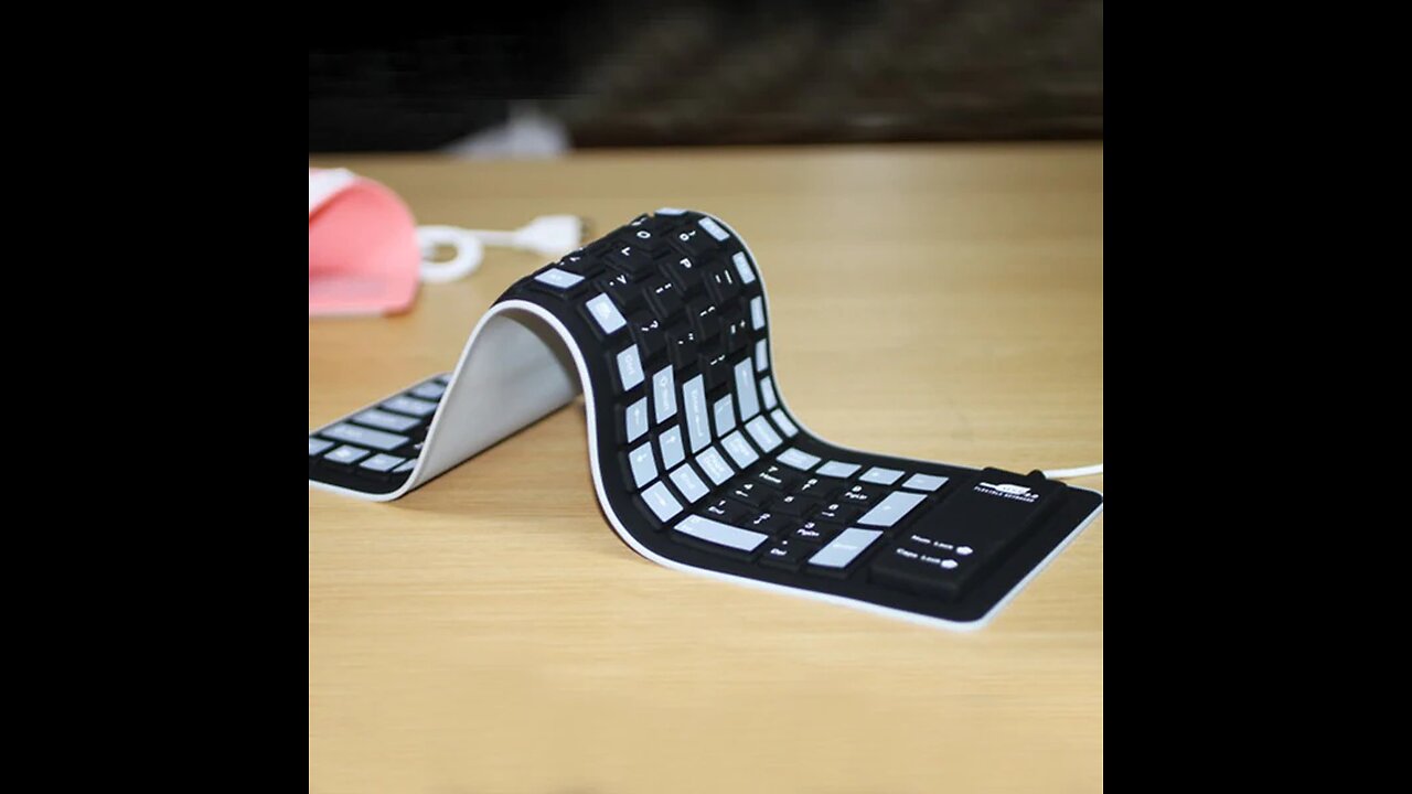 Roll-up Silicone Flexible Keyboard, with USB Wired, Waterproof Coating & Silent Typing