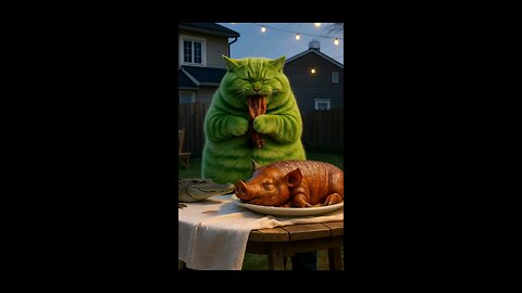 Funny Green Cat After a Full Meal 😂🐱 | AI Shorts