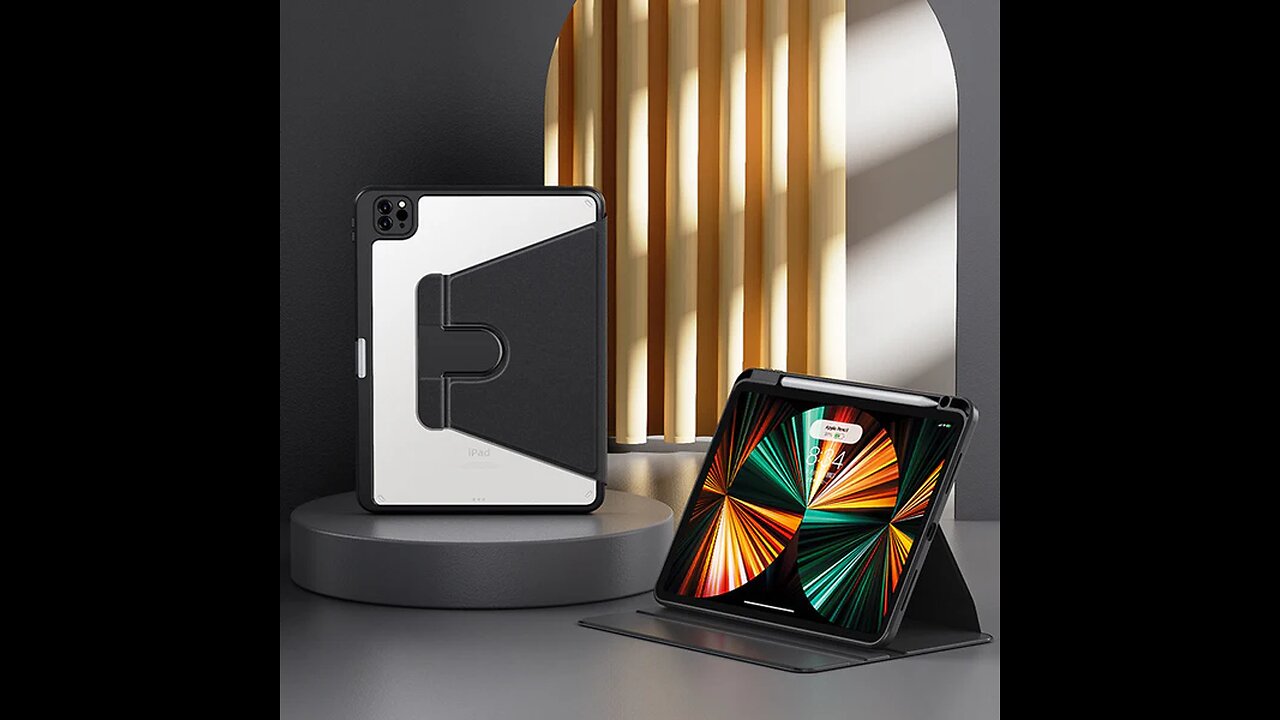 Rotatable iPad Case, with 360 Degree Rotating Protective Stand & Pencil Holder