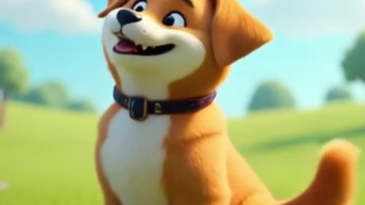 Adorable Cartoon Labrador Wagging Its Tail Happily