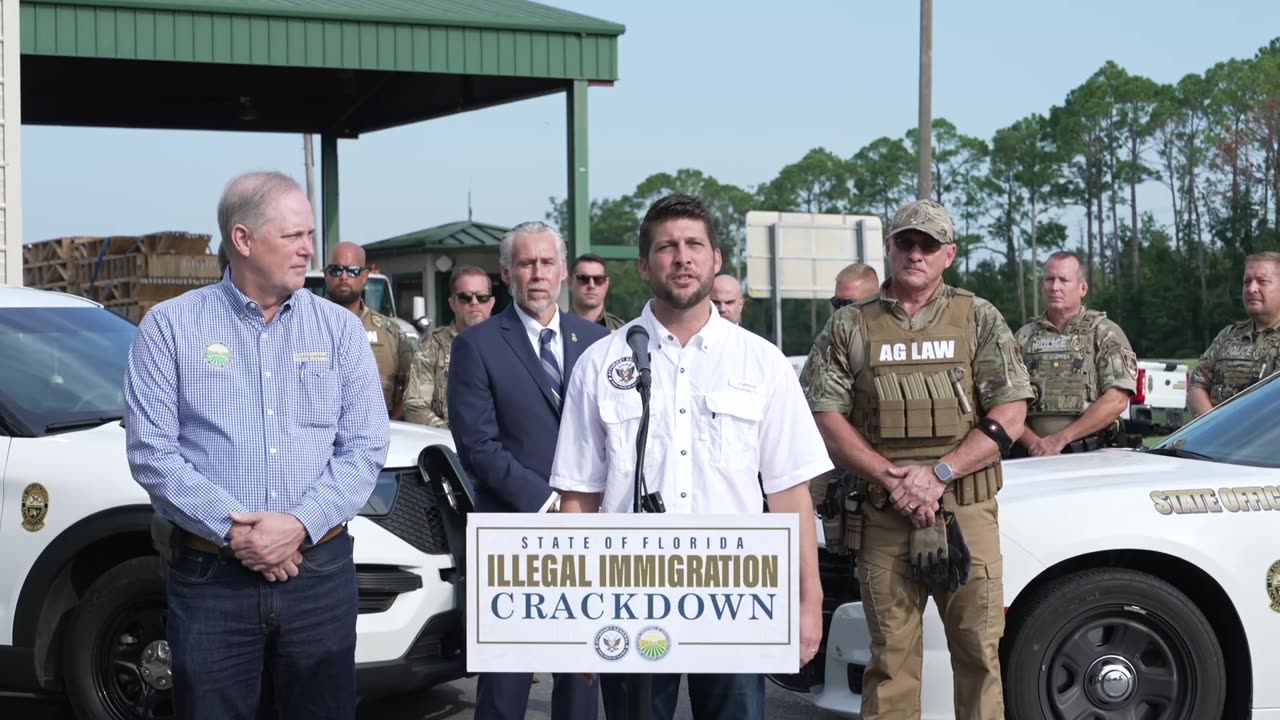 Attorney General James Uthmeier and Commissioner Wilton Simpson announce new immigration enforcement initiative in Live Oak.