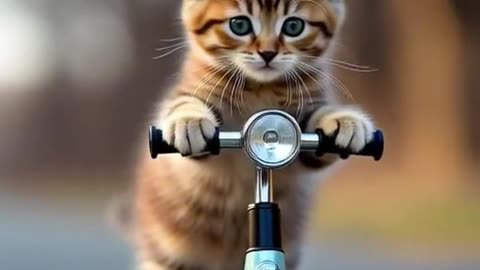 Kitten on a scooter.