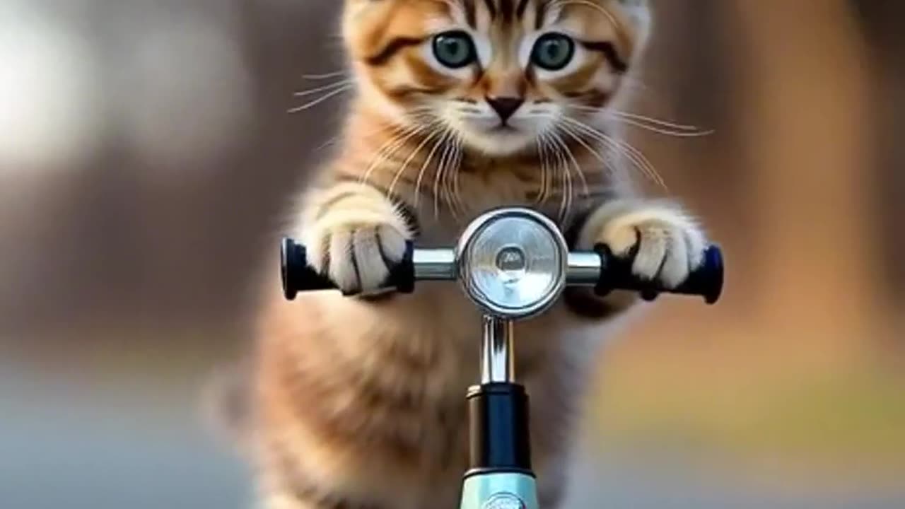 Kitten on a scooter.