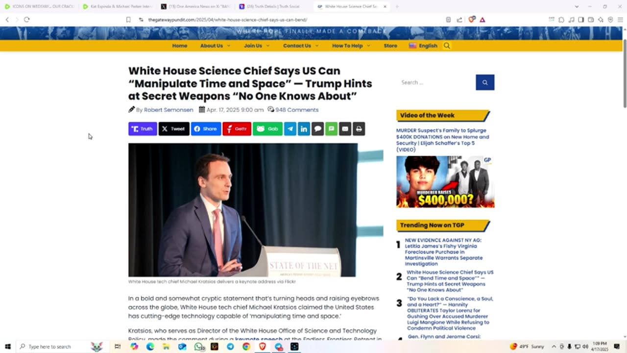 SARGE - WHITEHOUSE WE CAN MANIPULATE TIME AND SPACESECRET WEAPONS 4-17-25